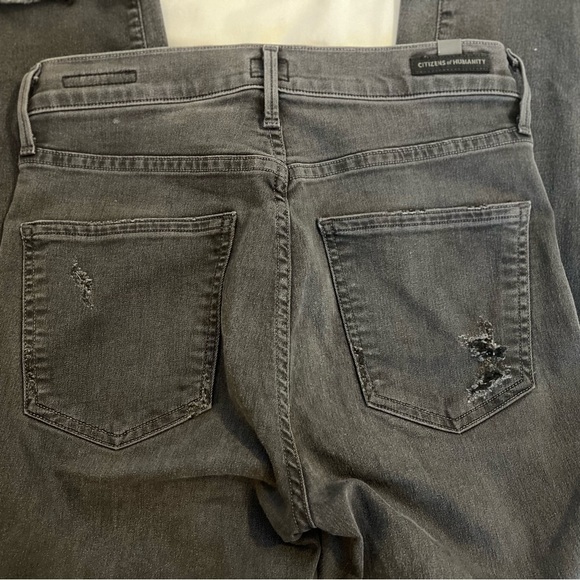 Citizens of Humanity Rocket High Rise Skinny in Distressed Dark Gray Sz 27 - Picture 5 of 15